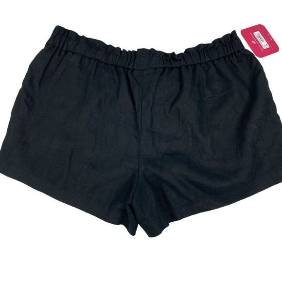 Isabel Maternity Tie-Front, Pull On, Elastic Waist Black Shorts size Medium NEW - Picture 2 of 5